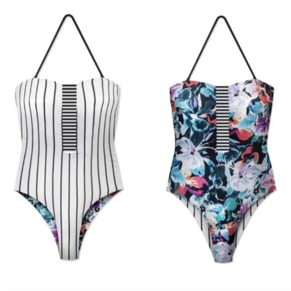 WET Swimwear Brie Reversable Open Back One Piece Swimsuit - M - Picture 1 of 11